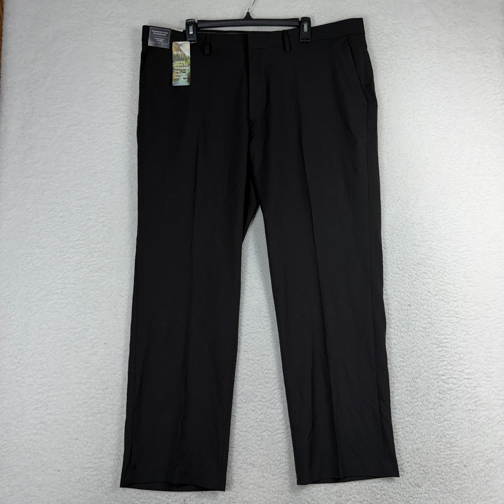 Haggar Premium Comfort Flex Men's Dress Pants 40x30 (41x29) Straight Black NWT